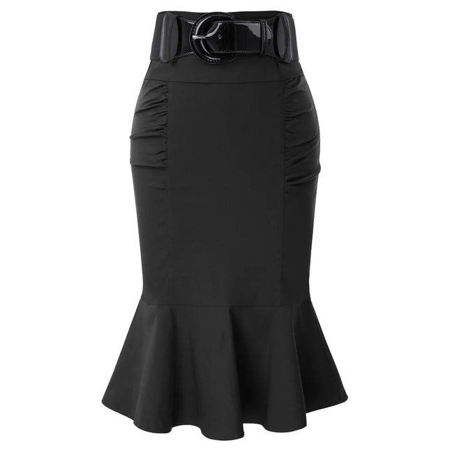 Belle Poque Pencil Skirt Women High Waist Belt Officewear by zapcart
