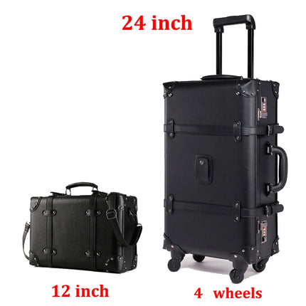 LEINASEN Retro Luggage Set Spinner Women 24 Inch Trolley by zapcart