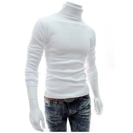 2020Fashion Men Turtleneck Sweater Solid Color Pullover by zapcart