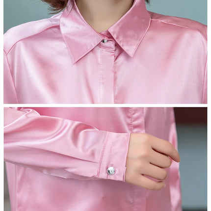 Satin Silk Work Shirt For Women Polished Office Look by zapcart