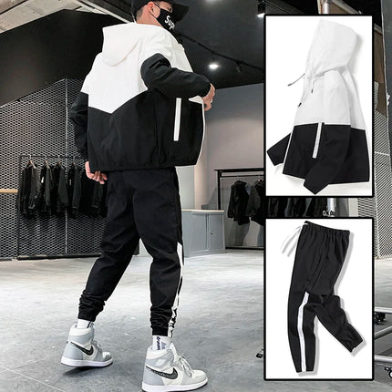 2025 Men Tracksuit Casual Joggers Hooded Sportswear Jackets And Pants 2 Piece Sets Hip Hop Running Sports Suit by zapcart