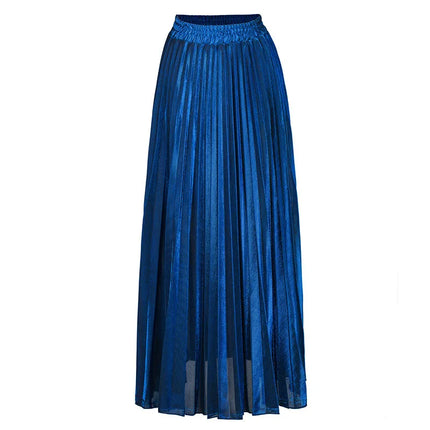 Harajuku Check Skirt Pleated Maxi High Waist Gold Women XXL by zapcart