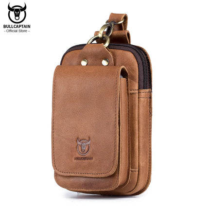 BullCaptain Leather Mens Waist Pack Hook Design Phone Pouch by zapcart