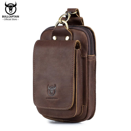 BullCaptain Leather Mens Waist Pack Hook Design Phone Pouch by zapcart
