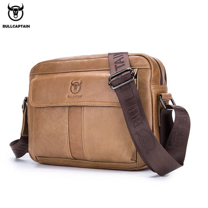 BullCaptain Men Genuine Leather Crossbody Bag Large Capacity by zapcart