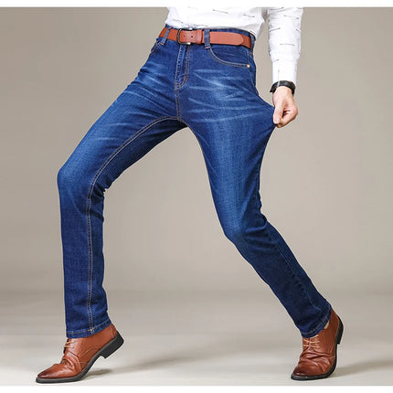 Brother Wang Mens Autumn Classic Fitted Stretch Jeans by zapcart