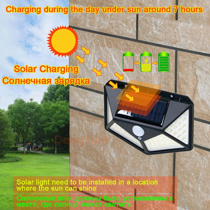 Dengsum 4 Sided 100LED Garden Solar Wall Light with Motion by zapcart