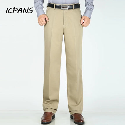 ICPANSCN Men High Waist Dress Pants Stretch Black Office by zapcart