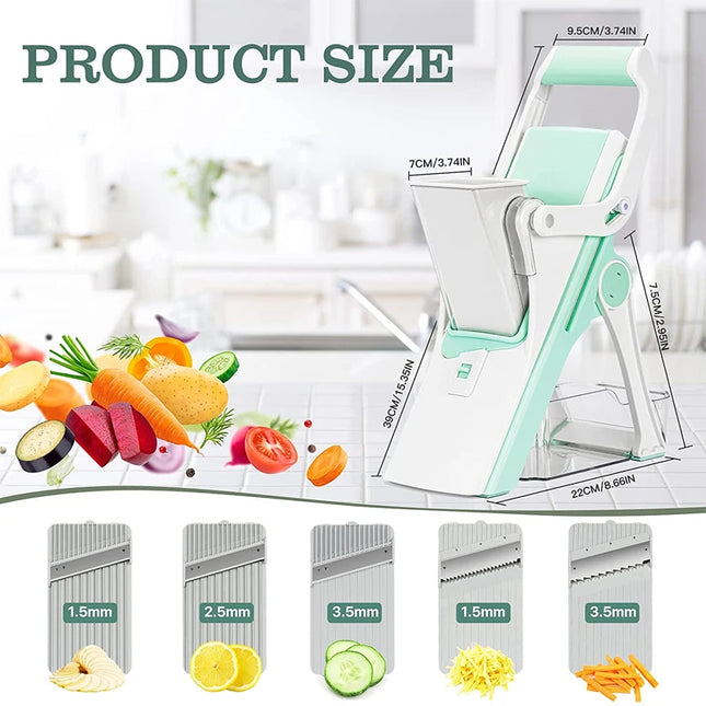 LMETJMA Adjustable Mandoline Slicer Stainless Steel Vegetable Slicer Julienne Safe Vegetable Dicer Onion Carrot Slicer KC0420 by zapcart