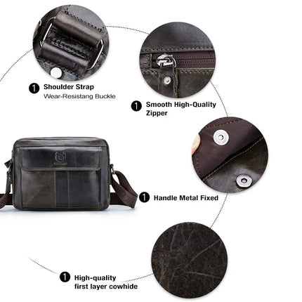 BullCaptain Men Genuine Leather Crossbody Bag Large Capacity by zapcart