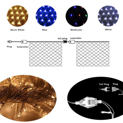 WHATOOK LED Net String Lights 3x2m And 6x4m Outdoor Decor by zapcart