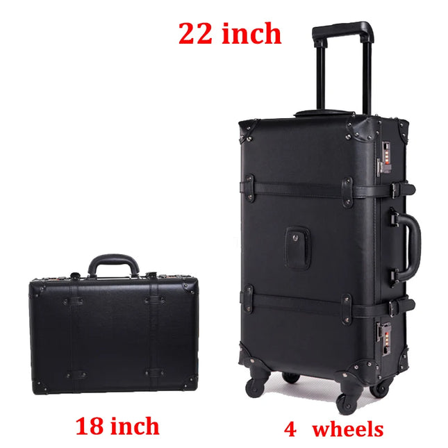 LEINASEN Retro Luggage Set Spinner Women 24 Inch Trolley by zapcart