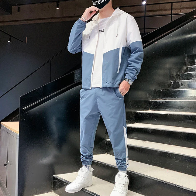 2025 Men Tracksuit Casual Joggers Hooded Sportswear Jackets And Pants 2 Piece Sets Hip Hop Running Sports Suit by zapcart