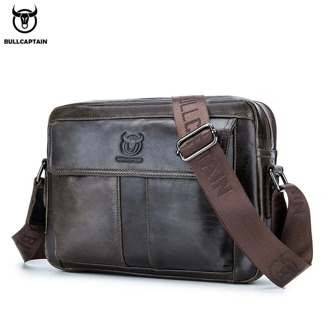 BullCaptain Men Genuine Leather Crossbody Bag Large Capacity by zapcart