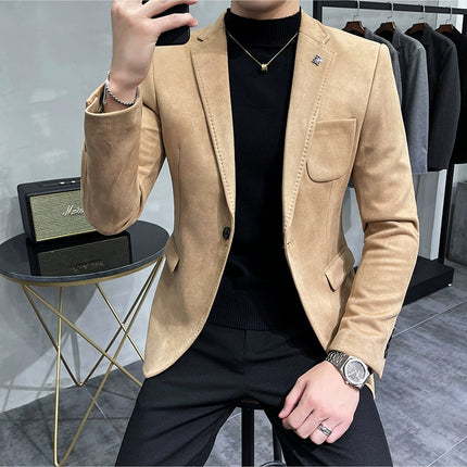 Men's Slim Fit Blazer Button High Quality CN Zhejiang by zapcart