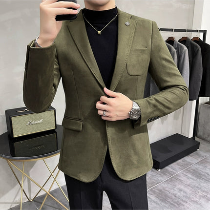 Men's Slim Fit Blazer Button High Quality CN Zhejiang by zapcart