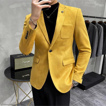 Men's Slim Fit Blazer Button High Quality CN Zhejiang by zapcart