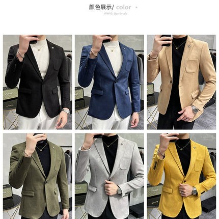 Men's Slim Fit Blazer Button High Quality CN Zhejiang by zapcart