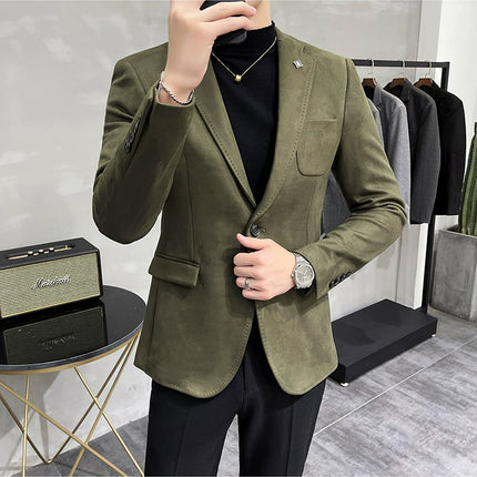 Men's Slim Fit Blazer Button High Quality CN Zhejiang by zapcart