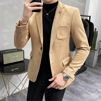 Men's Slim Fit Blazer Button High Quality CN Zhejiang by zapcart