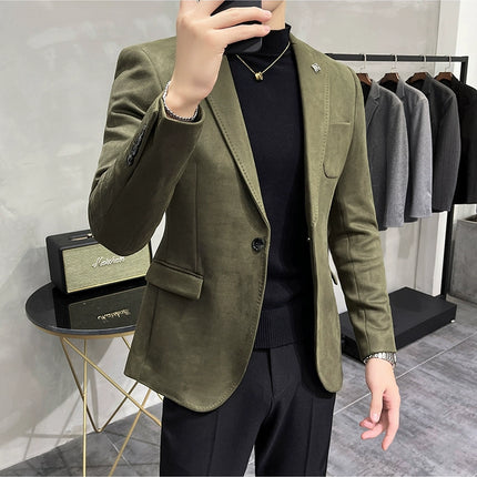Men's Slim Fit Blazer Button High Quality CN Zhejiang by zapcart