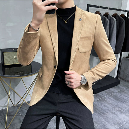 Men's Slim Fit Blazer Button High Quality CN Zhejiang by zapcart