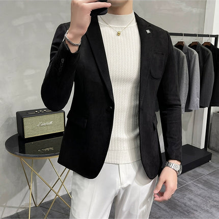 Men's Slim Fit Blazer Button High Quality CN Zhejiang by zapcart