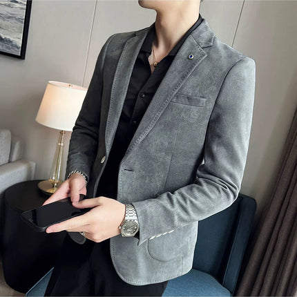 Mens Slim Fit Velvet Blazer Coat CN Zhejiang Plus Size 4XL by zapcart