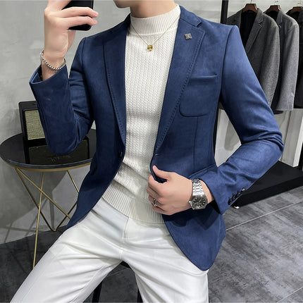 Men's Slim Fit Blazer Button High Quality CN Zhejiang by zapcart