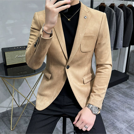 Men's Slim Fit Blazer Button High Quality CN Zhejiang by zapcart