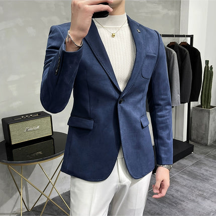 Men's Slim Fit Blazer Button High Quality CN Zhejiang by zapcart