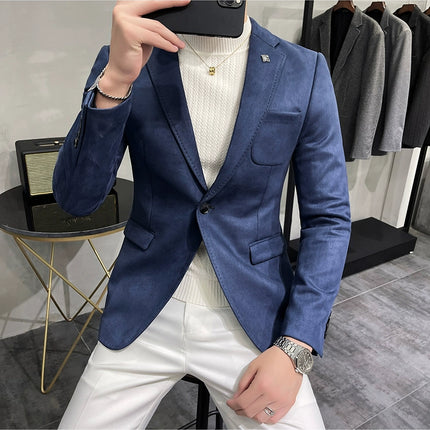 Men's Slim Fit Blazer Button High Quality CN Zhejiang by zapcart