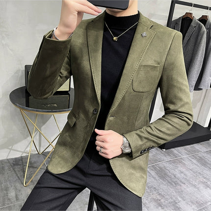 Men's Slim Fit Blazer Button High Quality CN Zhejiang by zapcart