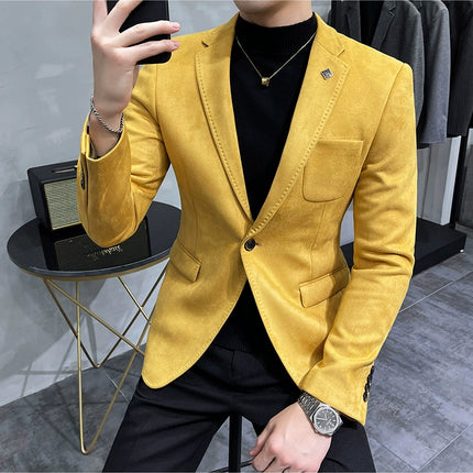 Men's Slim Fit Blazer Button High Quality CN Zhejiang by zapcart