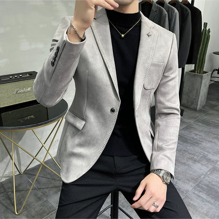 Men's Slim Fit Blazer Button High Quality CN Zhejiang by zapcart