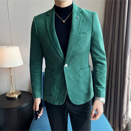 Mens Slim Fit Velvet Blazer Coat CN Zhejiang Plus Size 4XL by zapcart