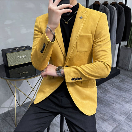 Men's Slim Fit Blazer Button High Quality CN Zhejiang by zapcart