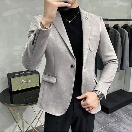 Men's Slim Fit Blazer Button High Quality CN Zhejiang by zapcart