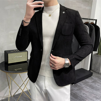 Men's Slim Fit Blazer Button High Quality CN Zhejiang by zapcart