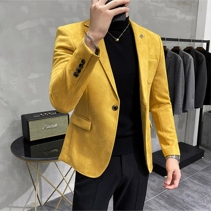 Men's Slim Fit Blazer Button High Quality CN Zhejiang by zapcart
