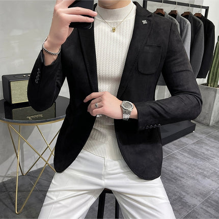 Men's Slim Fit Blazer Button High Quality CN Zhejiang by zapcart