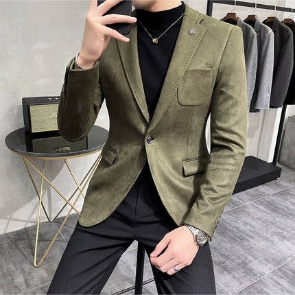 Men's Slim Fit Blazer Button High Quality CN Zhejiang by zapcart