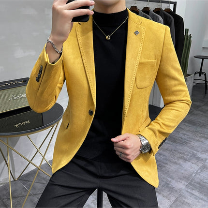 Men's Slim Fit Blazer Button High Quality CN Zhejiang by zapcart