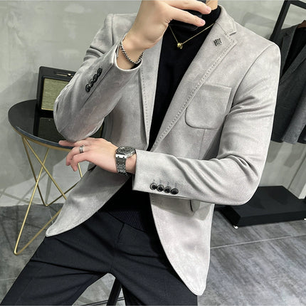 Men's Slim Fit Blazer Button High Quality CN Zhejiang by zapcart