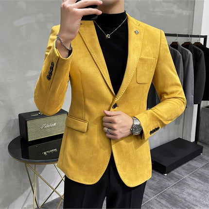 Men's Slim Fit Blazer Button High Quality CN Zhejiang by zapcart