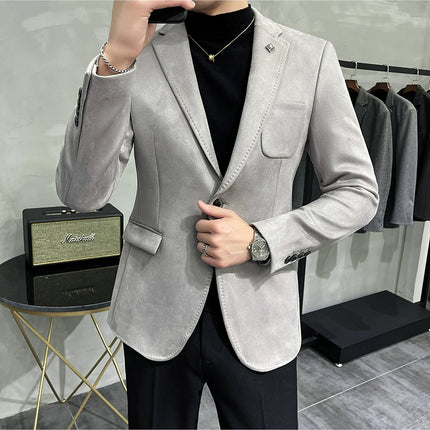 Men's Slim Fit Blazer Button High Quality CN Zhejiang by zapcart