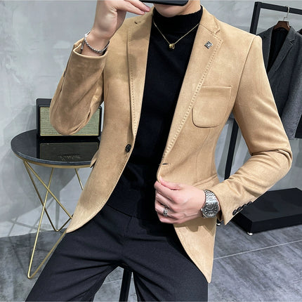 Men's Slim Fit Blazer Button High Quality CN Zhejiang by zapcart