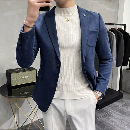 Men's Slim Fit Blazer Button High Quality CN Zhejiang by zapcart
