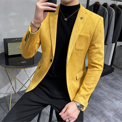 Men's Slim Fit Blazer Button High Quality CN Zhejiang by zapcart