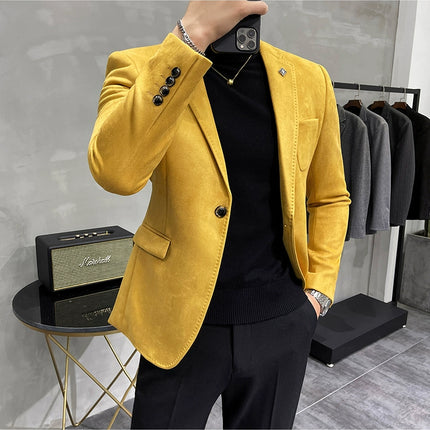 Men's Slim Fit Blazer Button High Quality CN Zhejiang by zapcart